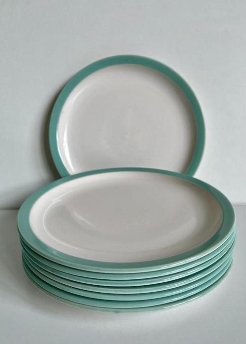 Acht Fris Edam bordjes met groene rand, Antiek en Kunst, Antiek | Servies los, Ophalen of Verzenden