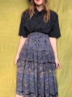Vintage rok - print - paars - 80’s/90’s - 42/XL of oversized, Paars, Maat 42/44 (L), Ophalen of Verzenden, Vintage