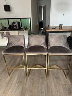 Richmond Barstoel Bolton Velvet Khaki - 3 stuks, Ophalen, Met voetsteun, Zo goed als nieuw, 90 cm of meer