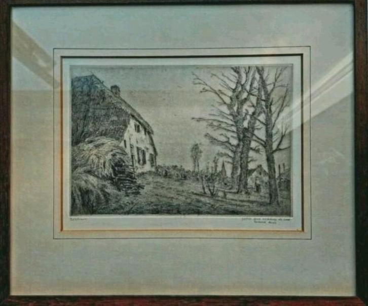 Berlicum  ... postume druk ... Hendrik de Laat  ..., Antiek en Kunst, Kunst | Etsen en Gravures, Ophalen of Verzenden