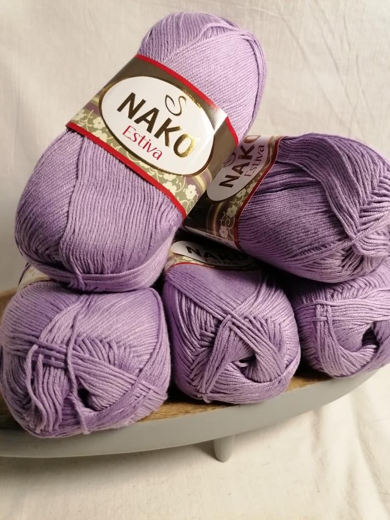 Nako Estiva garen in paars lila - pak van 5 bollen, Ophalen of Verzenden, Nieuw, Breien of Haken, Wol of Garen