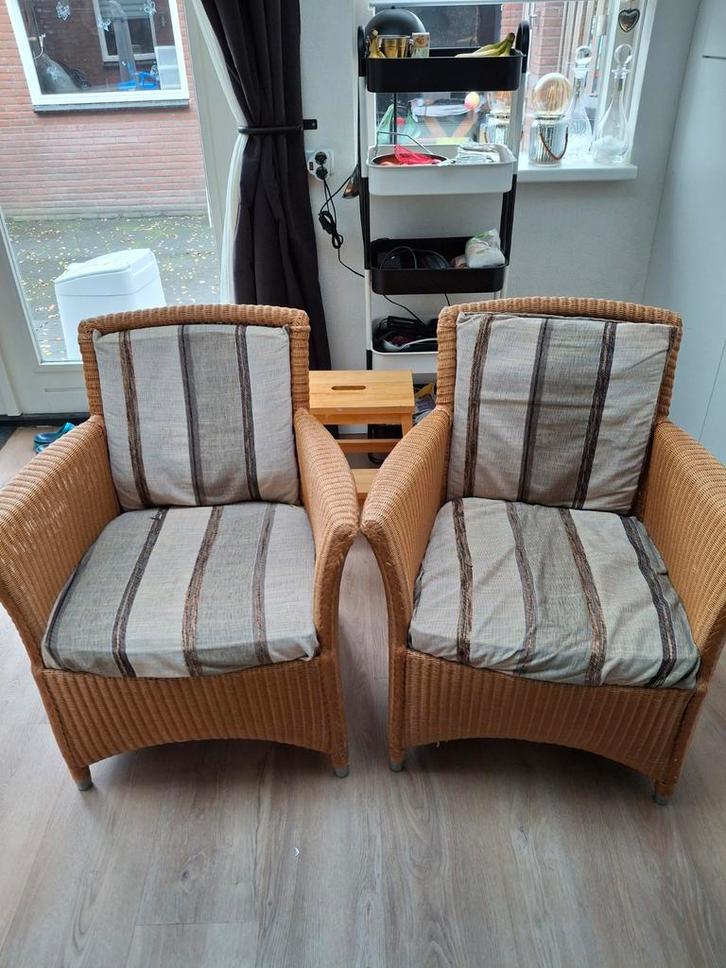 2 Rietstoeltjes (lloyd loom) in uitstekende staat, Huis en Inrichting, Stoelen, Ophalen of Verzenden