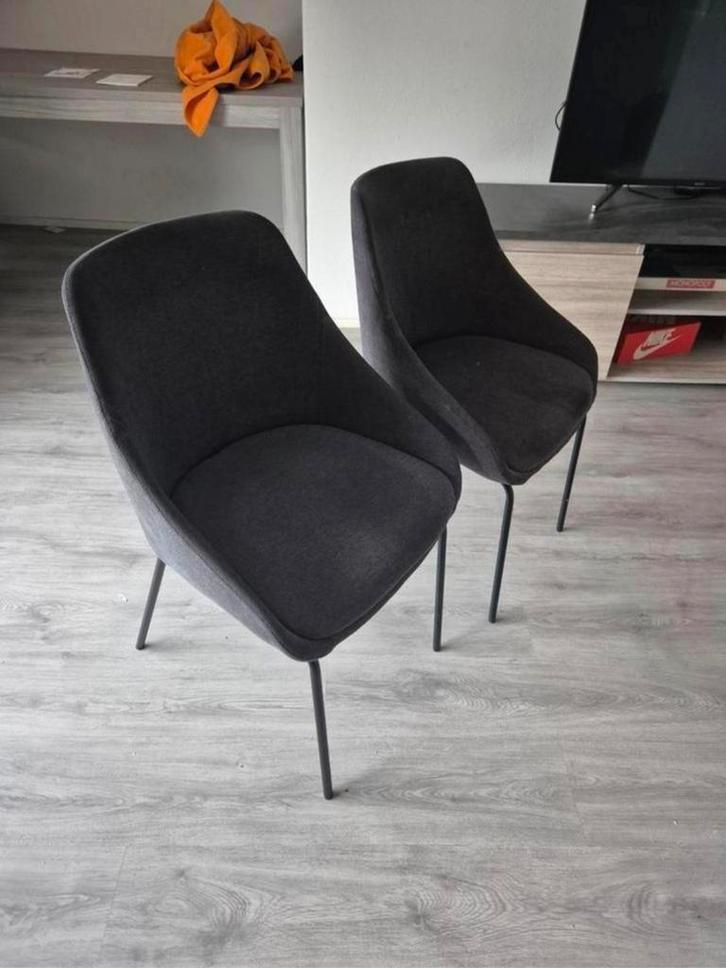 Mooie grijze stoelen - set van 4, Huis en Inrichting, Stoelen, Zo goed als nieuw, Vier, Metaal, Stof, Grijs, Ophalen