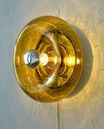 Vintage wandlamp Doria Leuchten plafondlamp Donut messing, Vintage Mid-Century design brass wandlamp 60's, Gebruikt, Ophalen