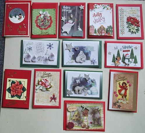 Set 25x zelfgemaakte kerstkaarten / wenskaarten kerst (v), Hobby en Vrije tijd, Kaarten | Zelfgemaakt, Nieuw, Kerst, Verzenden