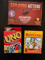 Spelletjes Exploding Kittens, Uno, Boonanza €5 p/s samen €10, Ophalen of Verzenden, Gebruikt