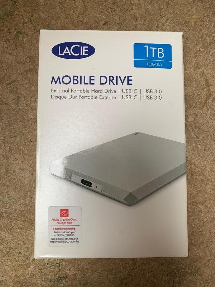 LaCie Mobile Drive 1TB, Computers en Software, Harde schijven, Nieuw, Laptop, Extern, USB, Ophalen of Verzenden