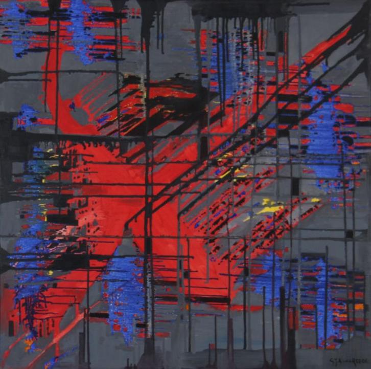Ger van Reede - Industrie (Abstract), Antiek en Kunst, Kunst | Schilderijen | Abstract, Ophalen