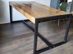Eettafel van sloophout en staal, Ophalen, 50 tot 100 cm, Zo goed als nieuw, Vijf personen of meer