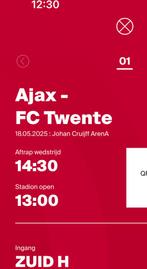 Ajax twente f side, Tickets en Kaartjes, Eén persoon, April