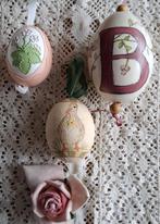 3 handbeschilderde echte eieren , B, gans en bloemen, PASEN, Ophalen of Verzenden, Gebruikt