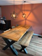 Grote houten eettafel voor 5 personen, Huis en Inrichting, Tafels | Eettafels, Ophalen, 200 cm of meer, 50 tot 100 cm, Zo goed als nieuw