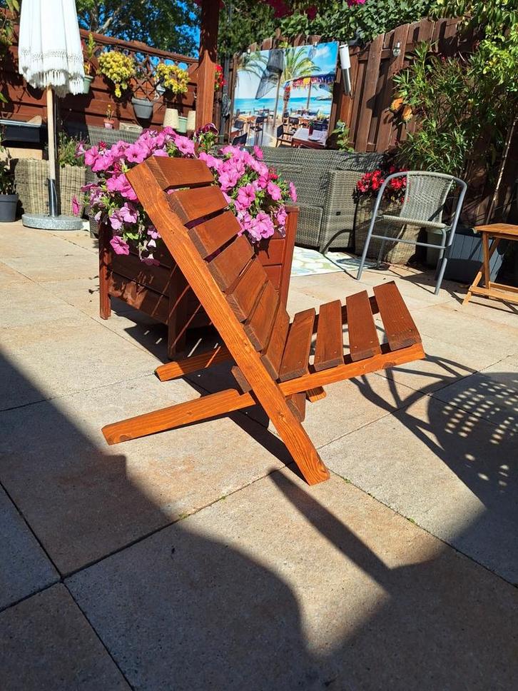 Houten tuinstoel inklapbaar 2 stuks, Tuin en Terras, Tuinstoelen, Gebruikt, Hout, Inklapbaar, Ophalen of Verzenden