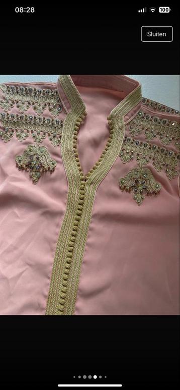 Zalmroze Kaftan met Riem - Nieuwstaat! beschikbaar voor biedingen