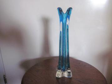 Murano glazen vaas Fratelli Toso blauw / helder glas beschikbaar voor biedingen