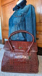 Mooie leren tas met crocoprint van McGregor, Gebruikt, Bruin, Minder dan 40 cm, Minder dan 35 cm