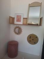 Rotan accessoires o.a. spiegel & lampenkap., Huis en Inrichting, Woonaccessoires | Spiegels, Ophalen, Minder dan 50 cm, Rond, Zo goed als nieuw