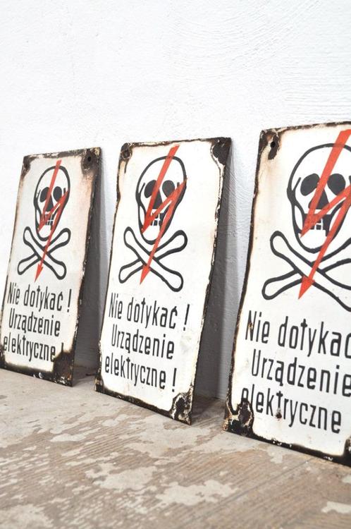 Emaille bordjes waarschuwingsbord bord doodshoofd mancave, Huis en Inrichting, Woonaccessoires | Overige, Gebruikt, Ophalen of Verzenden