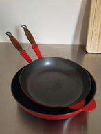 Set van 2 Cousances/ le Creuset pannen 24 & 28 cm., Huis en Inrichting, Keuken | Potten en Pannen, Ophalen of Verzenden, Zo goed als nieuw