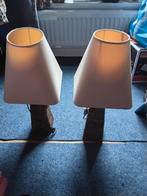 Twee staande schemerlamp onderkant rotan beige kap, Ophalen, Minder dan 50 cm