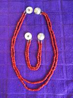 Bloedkoraal bamboe sieraden set, Ophalen of Verzenden, Overige materialen, Overige typen