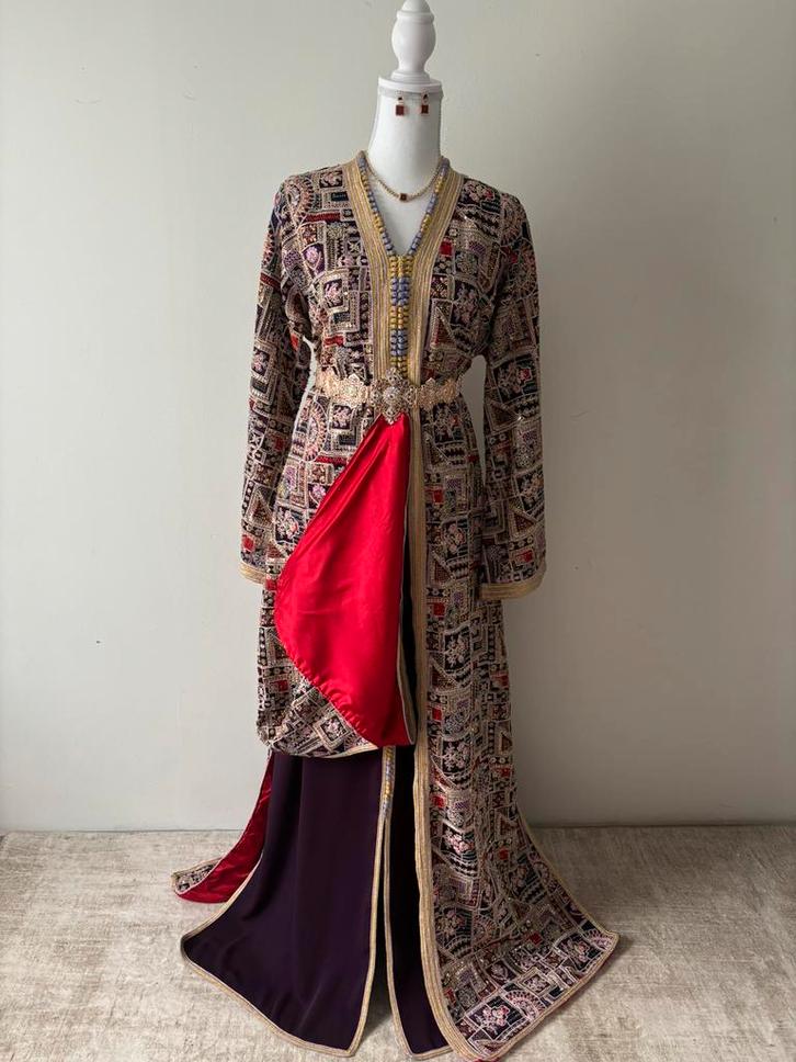 Takchita te HUUR, Kleding | Dames, Gelegenheidskleding, Zo goed als nieuw, Overige typen, Maat 46/48 (XL) of groter, Blauw, Ophalen