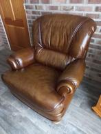 Fauteuil leer bruin, Huis en Inrichting, Fauteuils, Ophalen, Minder dan 75 cm, Leer, Zo goed als nieuw