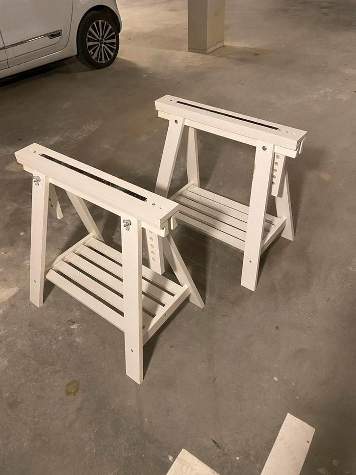 Witte Schragen - Set van 2, Doe-het-zelf en Verbouw, Werkbanken, Gebruikt, Ophalen