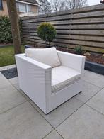 Witte rieten lounge stoel met kussens en opbergruimte, Ophalen, Zo goed als nieuw, Overige materialen, Verstelbaar