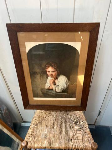 Klassiek Schilderij Meisje in Lijst beschikbaar voor biedingen