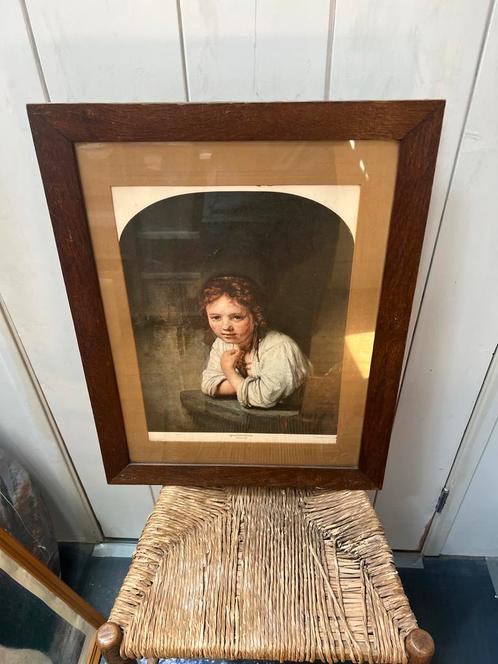 Klassiek Schilderij Meisje in Lijst, Antiek en Kunst, Kunst | Schilderijen | Klassiek, Ophalen