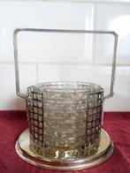 6 Glazen onderzetters in chromen houder. Jaren '60., Ophalen of Verzenden, Zo goed als nieuw, Glas of Kopje