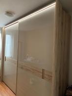 Luxe grote kledingkast met glazen schuifdeuren & LED, Huis en Inrichting, Kasten | Kledingkasten, 200 cm of meer, Grenenhout, Luxueus modern