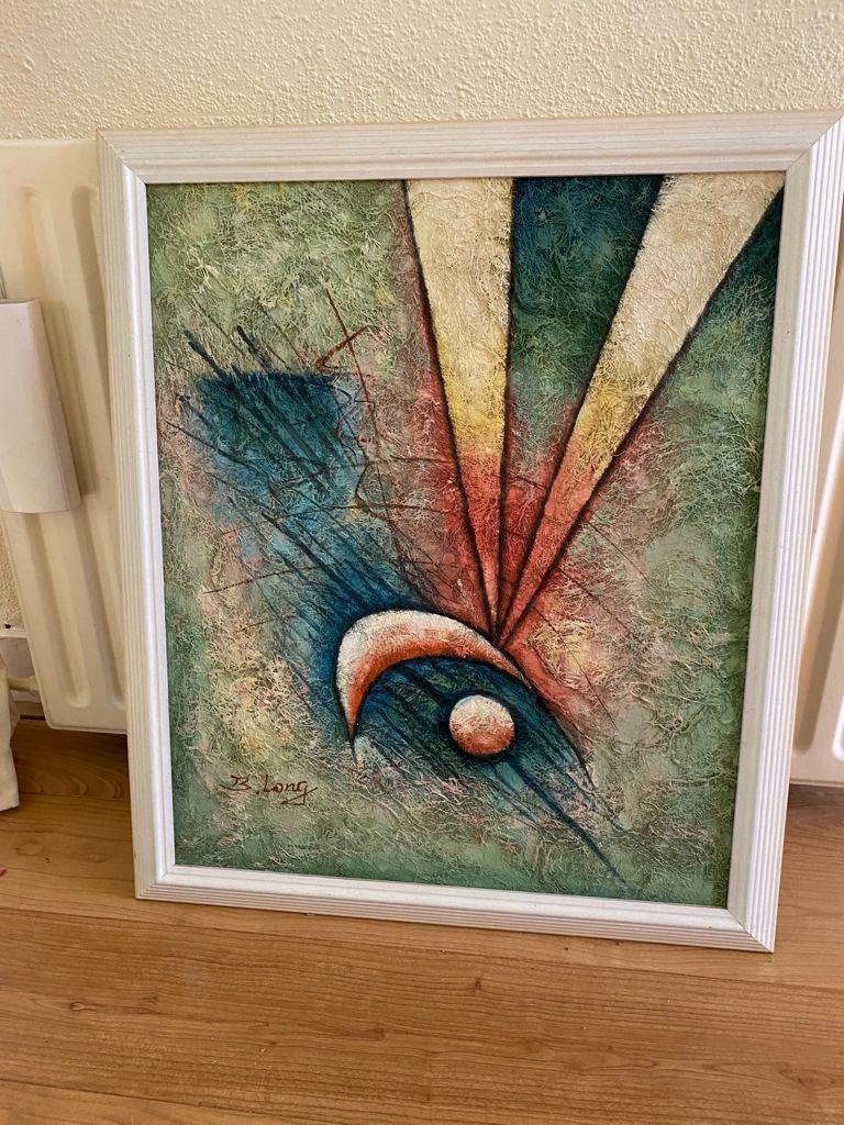 Schilderij van B.Long, Minder dan 50 cm, Oorspronkelijke maker, Ophalen of Verzenden, Zo goed als nieuw