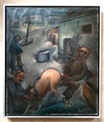 GESIGNEERD=== Het weerbarstige varken = c a 1940 ===, Antiek en Kunst, Ophalen of Verzenden