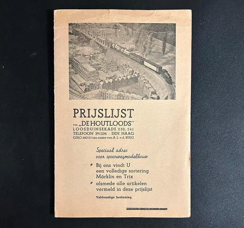 Prijslijst ‘De Houtloods’ Den Haag (Märklin/Trix) (jaren 50), Hobby en Vrije tijd, Modeltreinen | H0, Gebruikt, Boek, Tijdschrift of Catalogus
