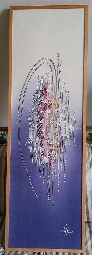 Indonesië - Compositie op batik 45x140 - gesigneerd beschikbaar voor biedingen