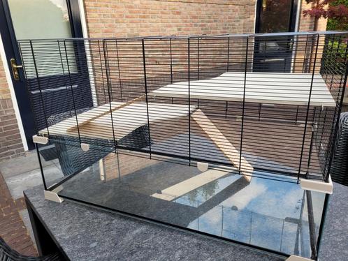 Ferplast Knaagdierenkooi Karat 100 Zwart&Transparant, Dieren en Toebehoren, Knaagdieren en Konijnen | Hokken en Kooien, Zo goed als nieuw