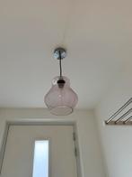 Glazen rookglas hanglamp – zachtroze, Ophalen, Gebruikt, Metaal, Minder dan 50 cm