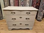 Antiek brocante geschilderde ladenkast, Info@SlatsAntiek.nl, Antiek, Eikenhout, 3 of 4 laden