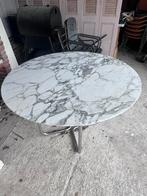 Marmer eettafel rond chrome onderstel, Huis en Inrichting, Tafels | Eettafels, Ophalen, Rond, 100 tot 150 cm
