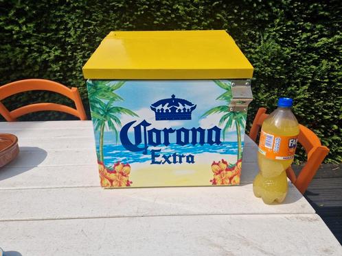 Corona extra bier cooler koelbox metaal, Verzamelen, Merken en Reclamevoorwerpen, Gebruikt, Reclamebord, Ophalen of Verzenden