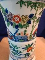 Vintage Chinese trompetvaas met vogel- en bloemdecor, Ophalen of Verzenden