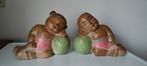 Vintage Aziatische Houten Beelden Slapende Kinderen, Ophalen of Verzenden