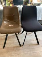 6 Leren Eetkamerstoelen met Hoes, Huis en Inrichting, Stoelen, Ophalen, Gebruikt, Zwart, Leer