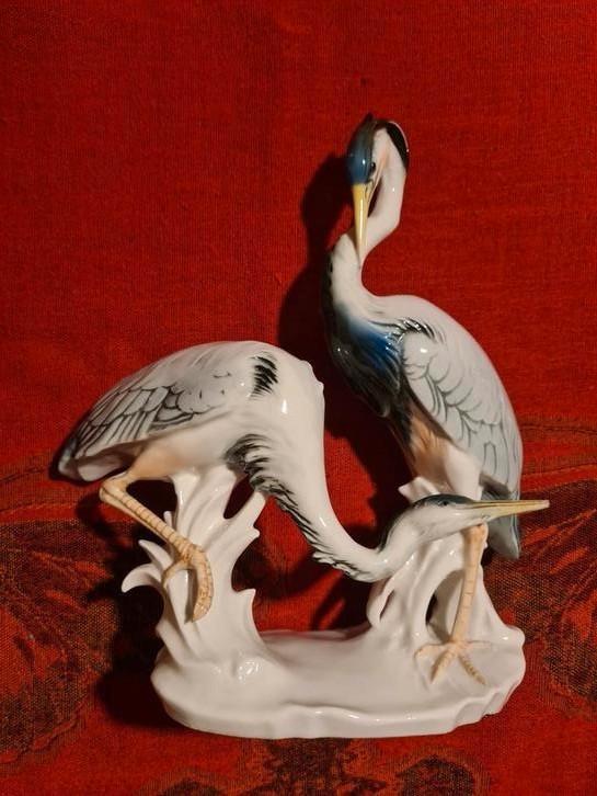 Karl Ens beeld  porseleinen reigers, Antiek en Kunst, Antiek | Porselein, Ophalen of Verzenden