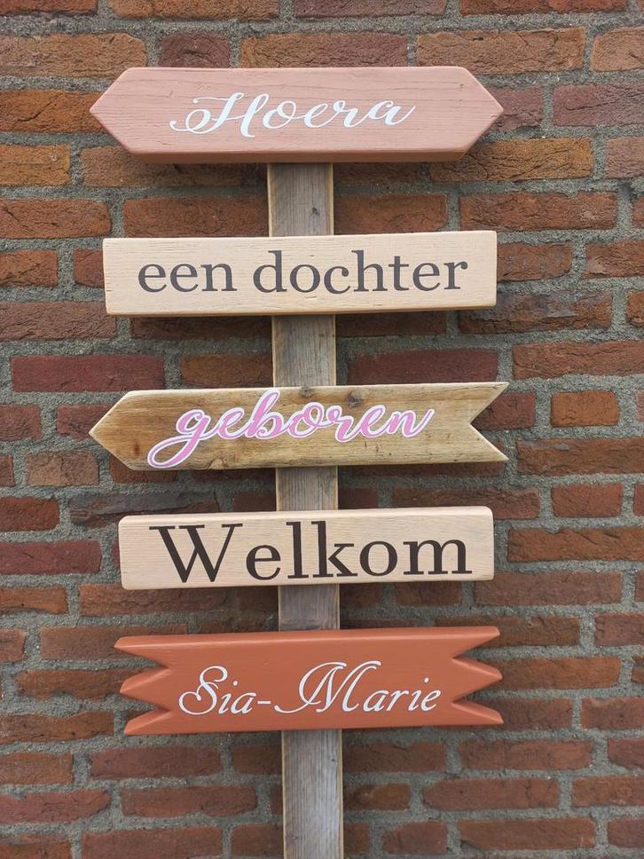 Wegwijzers Gender reveal geboortebord babyshower, Huis en Inrichting, Woonaccessoires | Overige, Ophalen of Verzenden