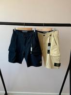 Stone island Cargo broek kort, korte broek beige/donkerblauw, Verzenden, Nieuw, Maat 48/50 (M), Blauw