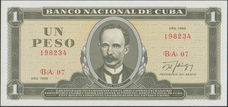 Cuba 1 peso 1988 UNC p.102d (# 183), Postzegels en Munten, Bankbiljetten | Amerika, Los biljet, Midden-Amerika, Verzenden