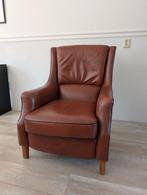 Leren fauteuil, cognac bruin, Huis en Inrichting, Fauteuils, Ophalen, Zo goed als nieuw, 75 tot 100 cm, High back